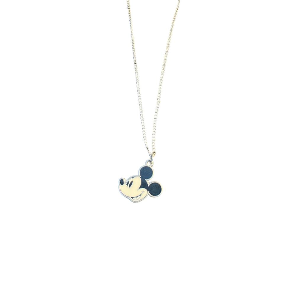 Mickey Mouse Fashion Enamel Plated Silvertone Necklace Disney Lobster Claw